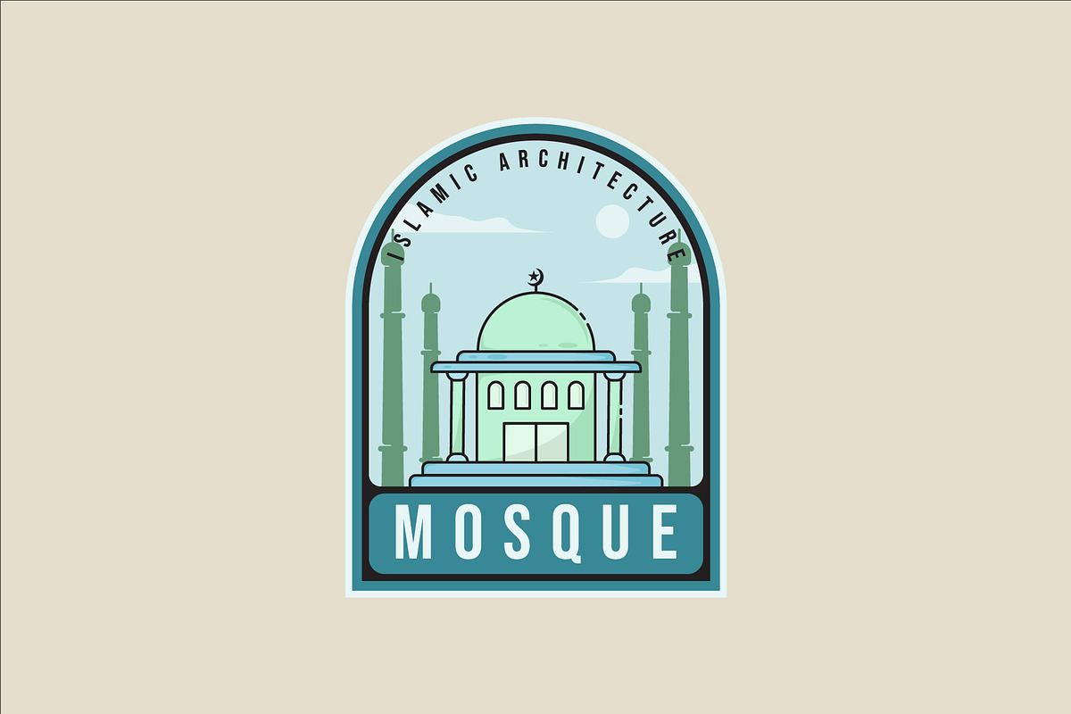 mosque architecture emblem logo line, a Branding & Logo Template by zyxroun shop