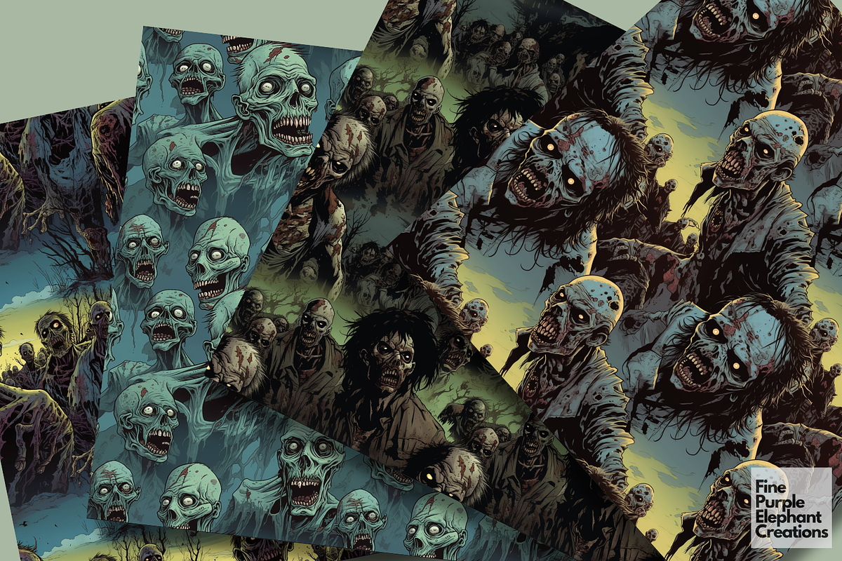 Zombie Apocalypse | Horror Comic, a Pattern Graphic by Fine Purple Elephant (Photo 4 of 5)