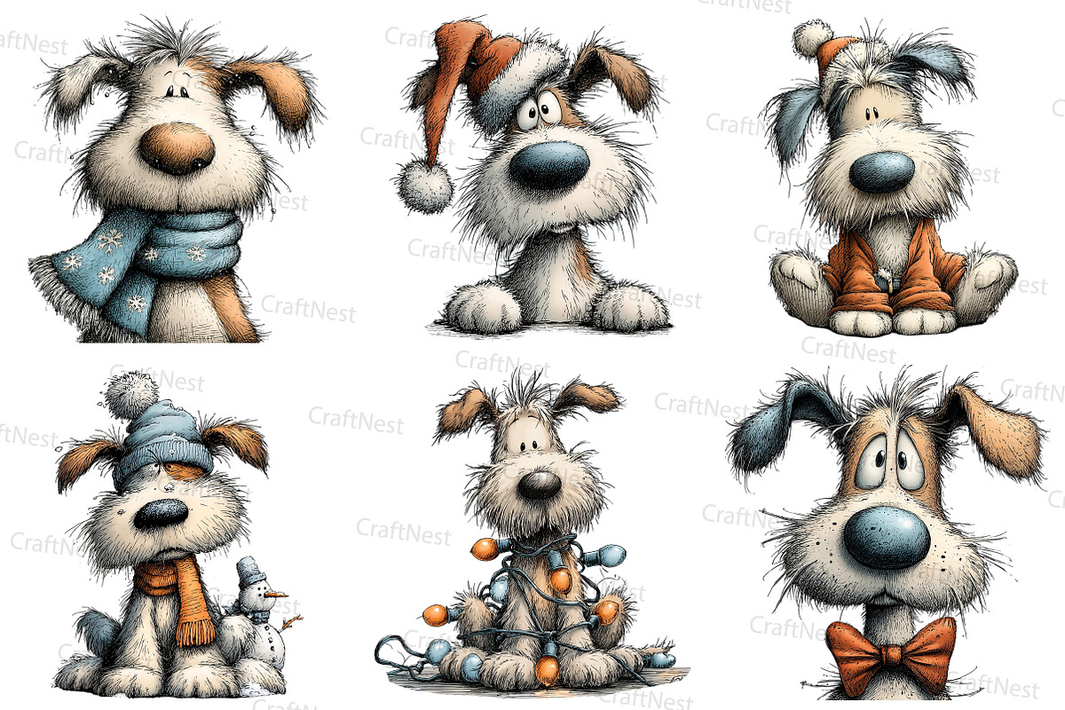 Whimsical Christmas Dog Clipart, an Illustration by Craft Nest (Photo 5 of 7)