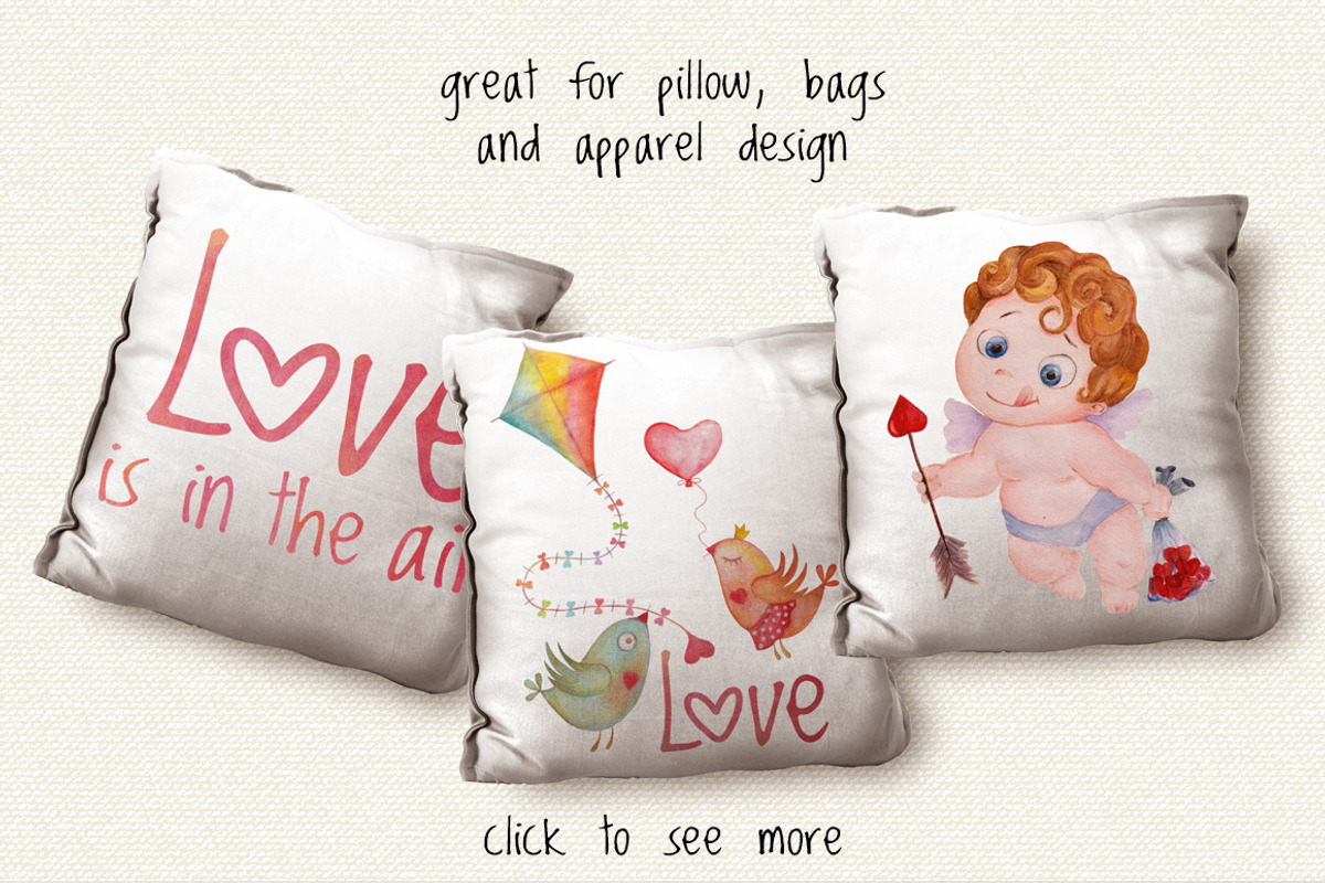 Valentines day love watercolor set, an Illustration by antuanetto (Photo 9 of 11)