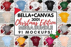Xmas T-Shirt Mockup Bundle B+C 3001