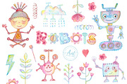 Watercolor Robots Party, an Animal Illustration by antuanetto (Thumbnail 2 of 15)