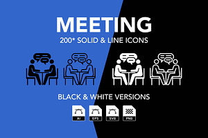 200 Meeting Vector Icon Set, an Icon by Genestro Shop