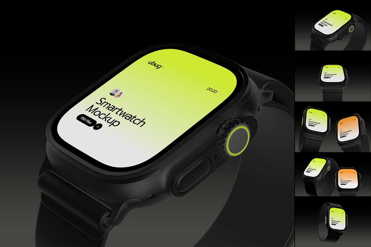 Smartwatch Mockup Pack, a Wearable Device Mockup by Neermana (Photo 1 of 12)