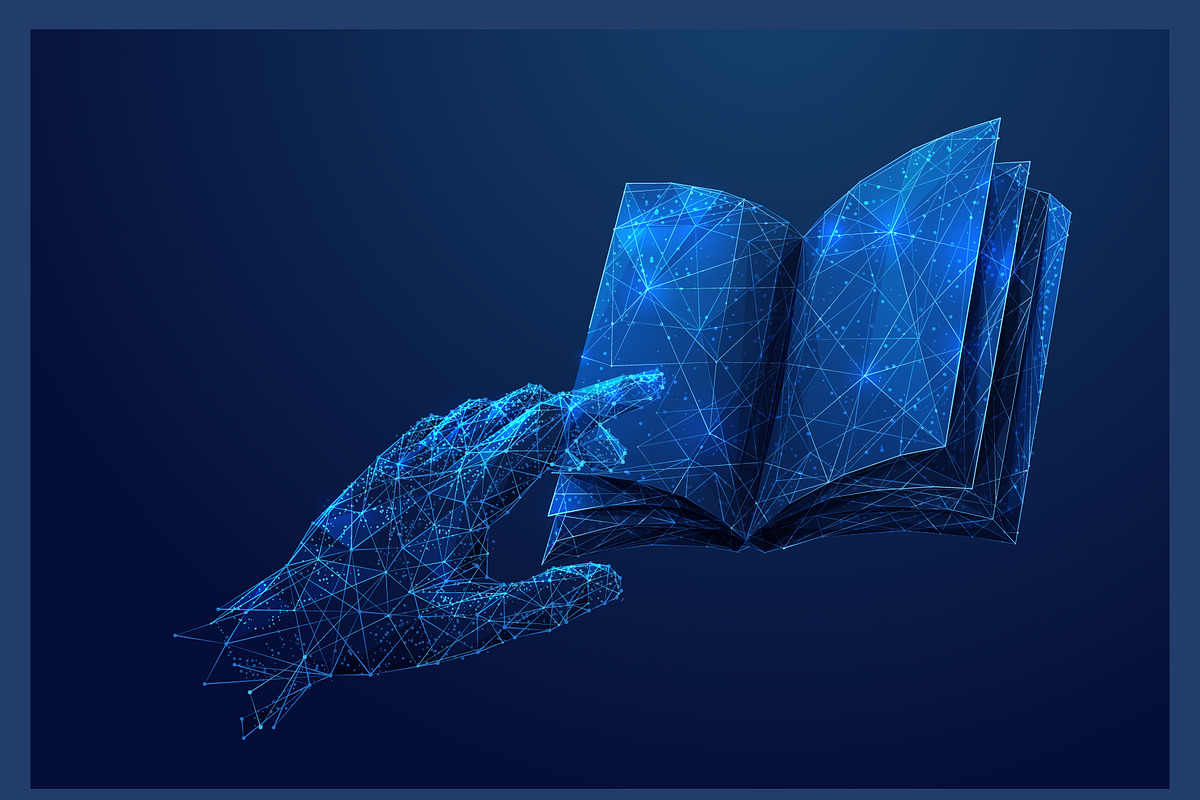 Navy Hand pointing at book low poly, an Education Illustration by ANTON KHRUPIN ART