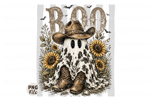 Boo Haw Ghost PNG, Cow Print Ghost, a Seasonal Illustration by Libby Wishes