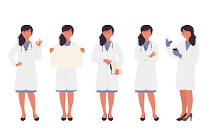 Female Doctor in Various, an Object Illustration by Flashvector