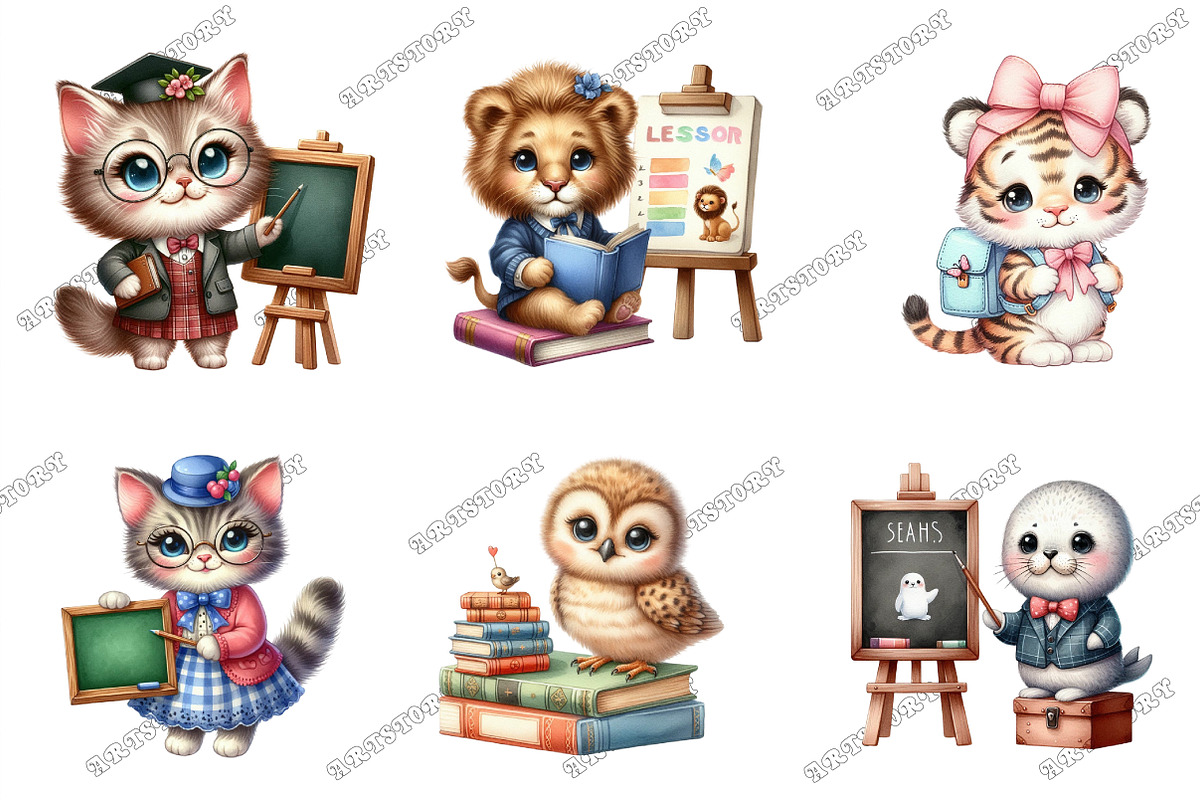 Cute Animals Teachers Clipart, a Graphic by designcity5 (Photo 3 of 5)