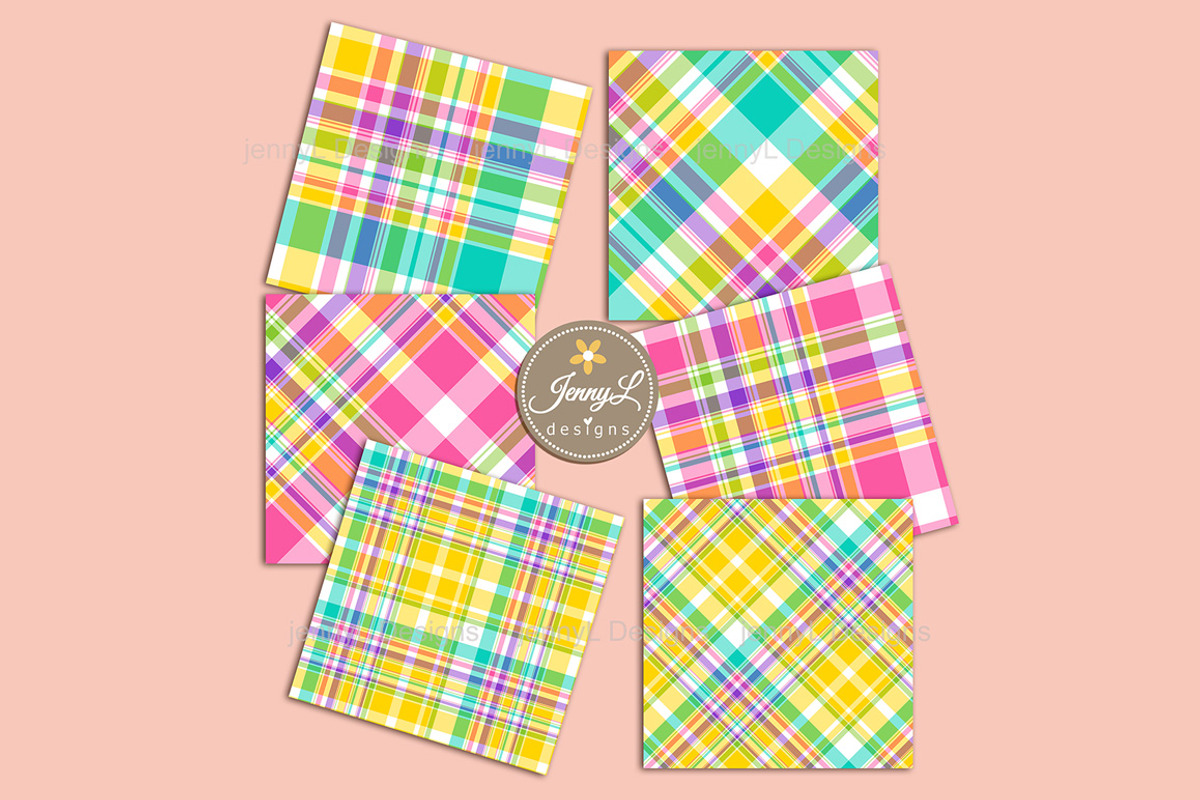 Colorful Bright Plaids Digital Paper, a Background Graphic by JennyL Designs (Photo 3 of 7)