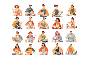 Home cooks characters cartoon vector, a Person Illustration by Onyx