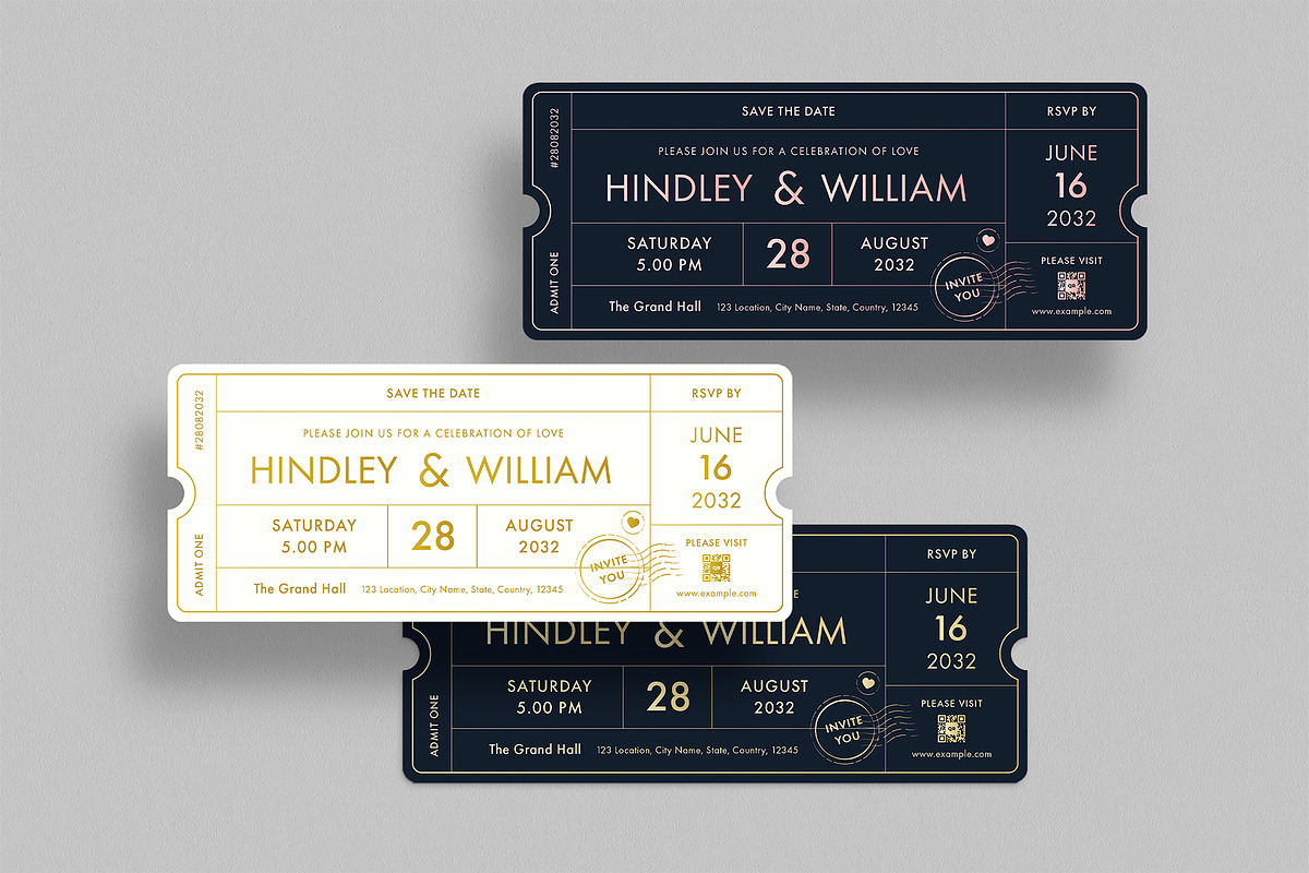 Wedding Ticket Invitation Template, an Invitation Template by BrandPacks (Photo 2 of 4)