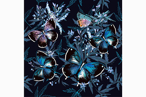 Floral Vector Pattern Butterflies