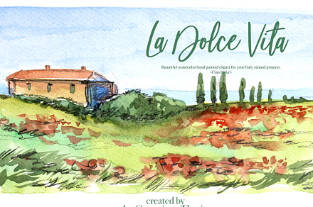Watercolor La Dolce Vita Clipart
