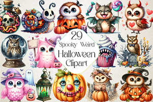Watercolor Spooky Weird Halloween, an Illustration by DreamPrint404
