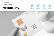 Square Post Card Mockups, an Advertising Mockup by megostudi0 (Thumbnail 5 of 7)