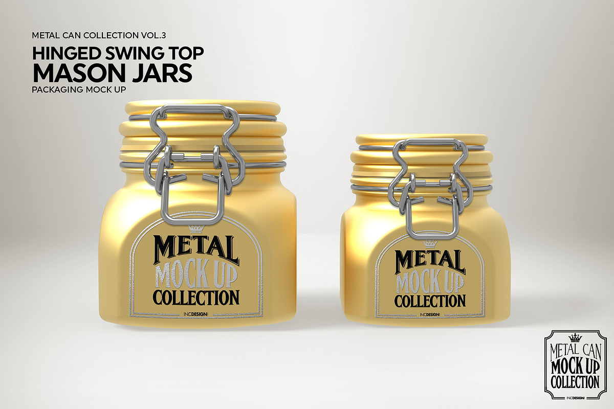 Hinged Swing Top Metal Jars Mockup, a Product Mockup by INCDesign (Photo 6 of 7)