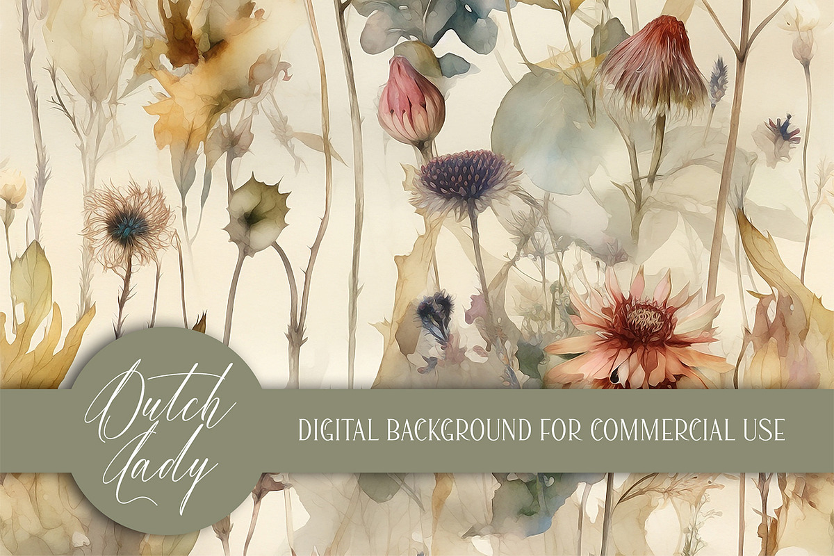 Seamless Field Flower Patterns, a Pattern Graphic by The Dutch Lady Designs