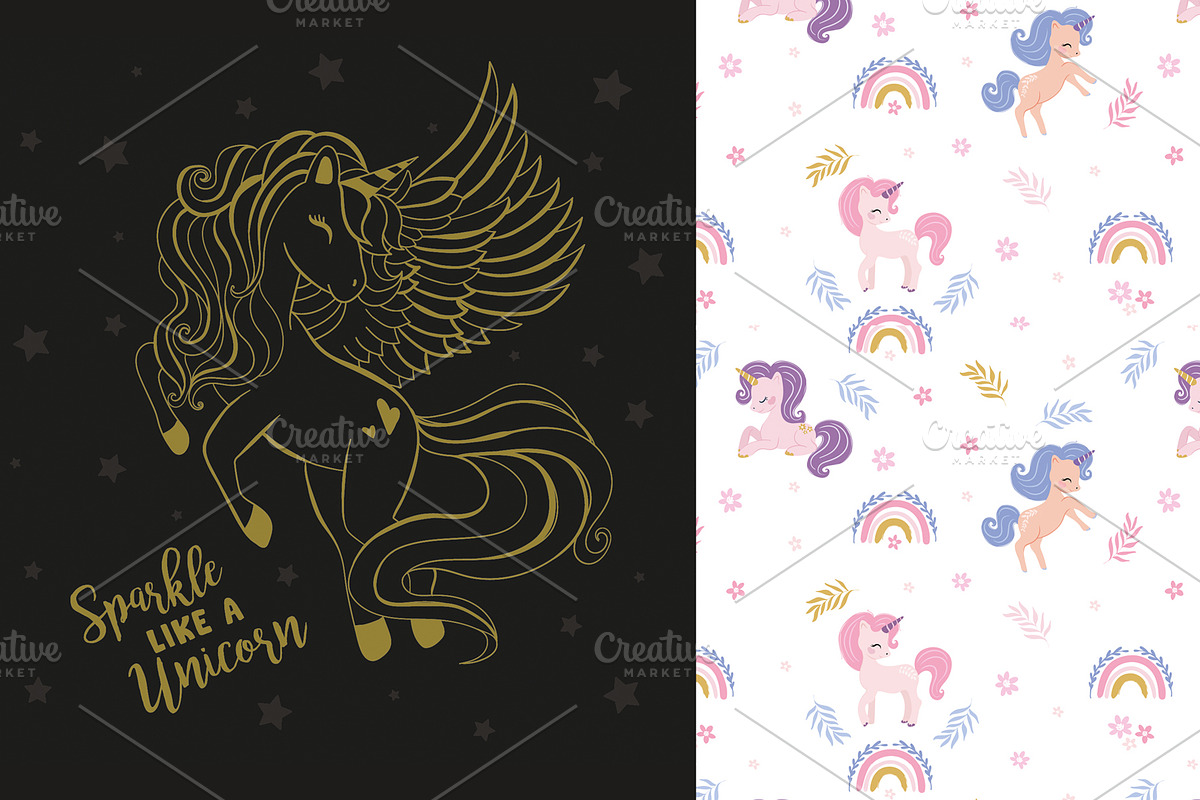 Unicorn pattern.T shirt graphic, an Animal Illustration by StudioLondon (Photo 1 of 3)