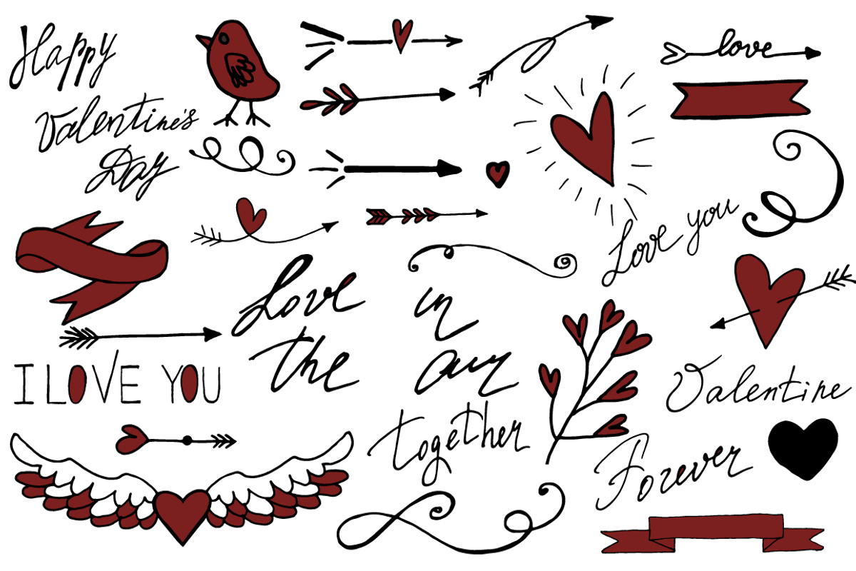 Valentine's doodle set, an Object Graphic by SaharaArt (Photo 2 of 2)