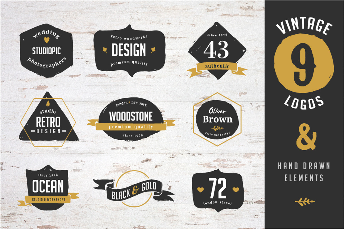 9 Vintage Logo designs, a Branding & Logo Template by Marish (Photo 1 of 5)