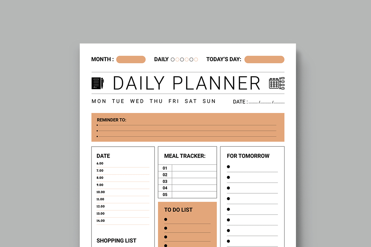 Daily Planner Layout, a Stationery Template by MightyDesign (Photo 2 of 8)