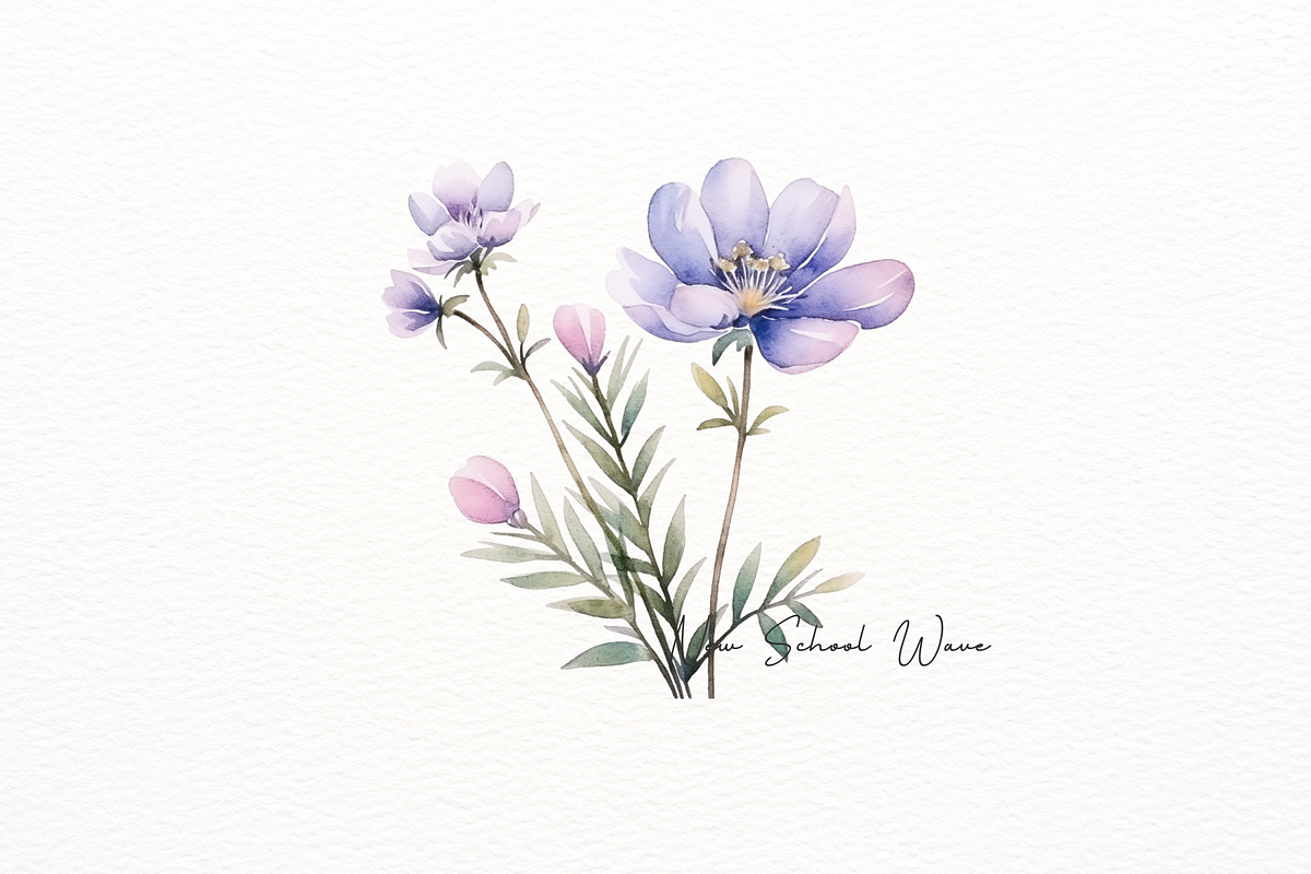 Watercolor Alpine Flowers Clipart, a Decorative Illustration by New-School-Wave (Photo 2 of 6)