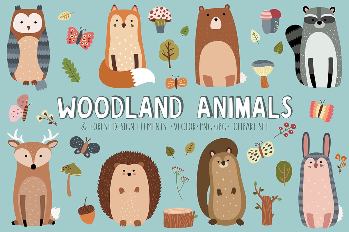 Woodland Animals & Design Elements, an Animal Illustration by Kenna Sato Designs