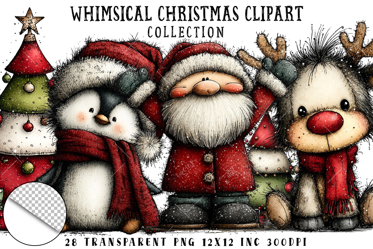 Whimsical Christmas Clipart, an Illustration by OK Design (Photo 1 of 6)