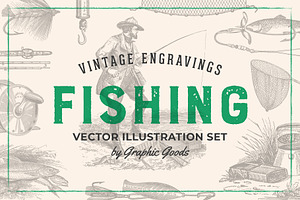 Fishing - Vintage Illustration Set