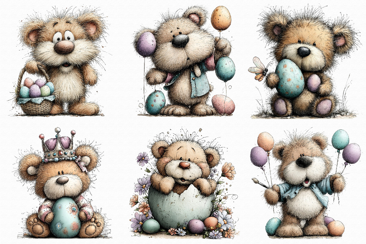 Whimsical Easter Teddy Bear Clipart, an Illustration by Libby Wishes (Photo 5 of 8)