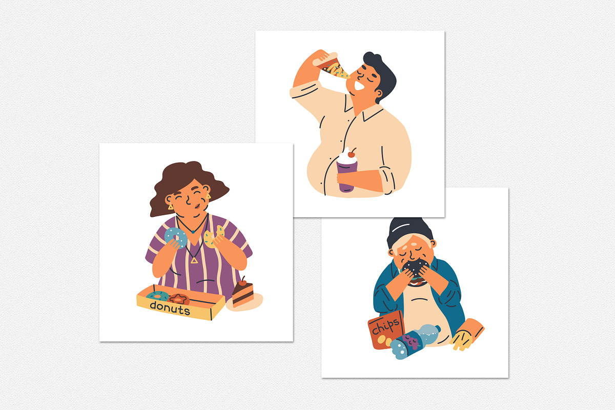 People addicted to food set, a Food Illustration by Good Studio (Photo 4 of 4)