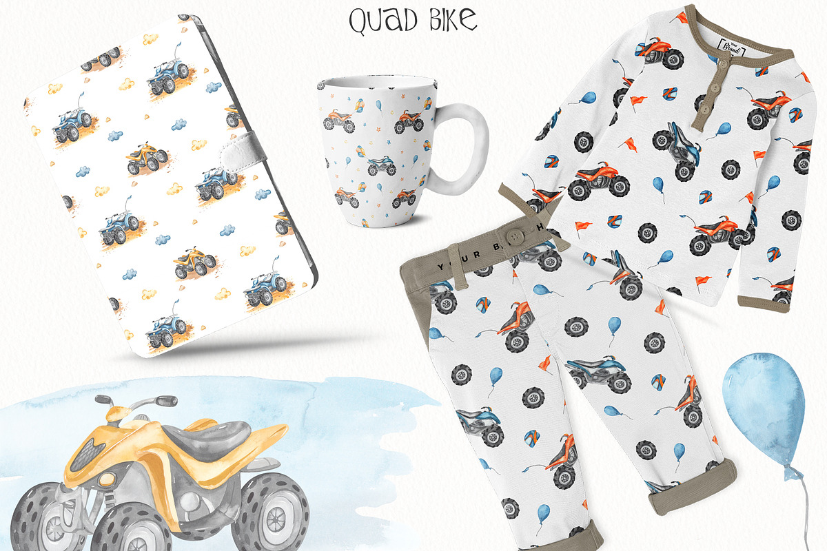 Quad bikes watercolor, a Transportation Illustration by Marina Ermakova (Photo 10 of 11)