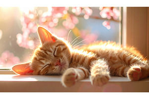A ginger cat basks in soft spring, an Animal Photo by Igor Tichonow