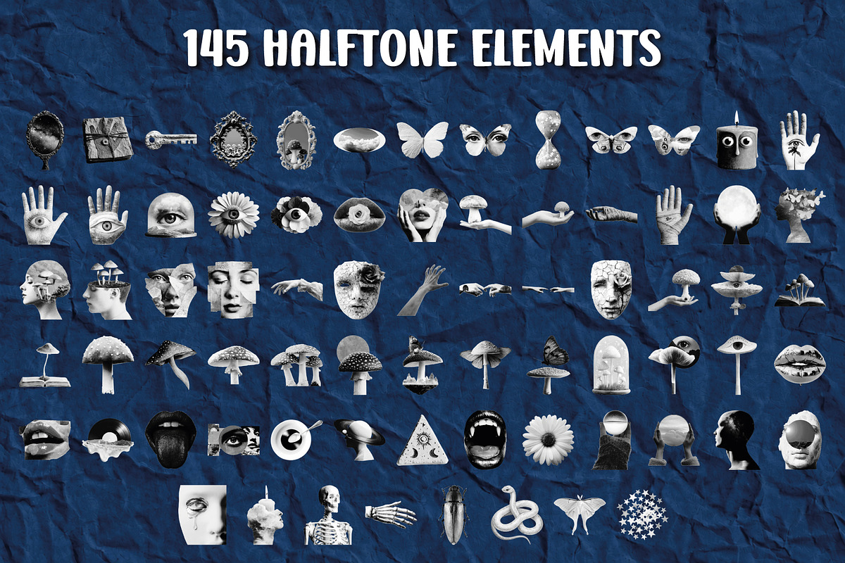 Halftone Collage Elements: Oddities, an Object Graphic by Le.nart (Photo 7 of 8)