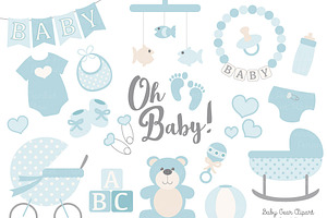 Vector Baby Clipart in Soft Blue, an Illustration by Amanda Ilkov