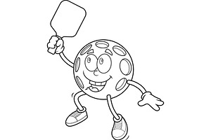 Pickleball Character Jumping, an Illustration by HitToon