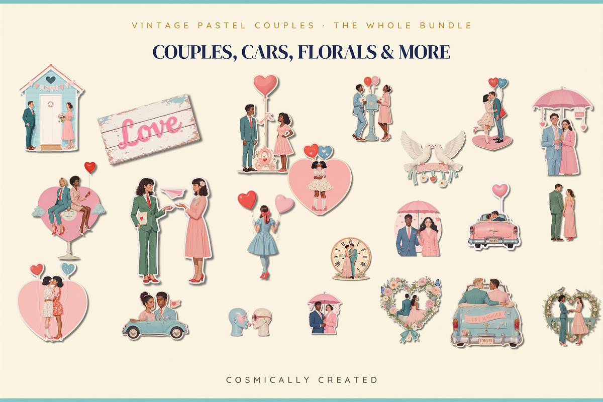 Vintage Pastel Couples Collage, an Object Graphic by Jakayla Digital Co (Photo 5 of 13)