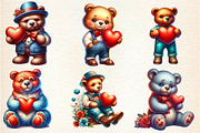 Valentines Teddy bear Clipart, an Illustration by DreamArtGraphic (Thumbnail 4 of 6)