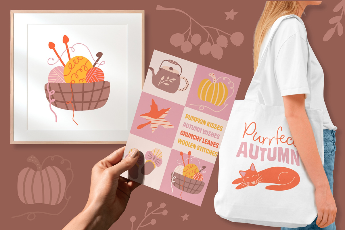 Cute cozy autumn graphics & patterns, a Seasonal Illustration by CapriceMeDesigns (Photo 5 of 24)