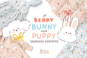 Berry Bunny Puppy Seamless Patterns, a Pattern Graphic by Svitlana Kharchuk (Thumbnail 1 of 11)