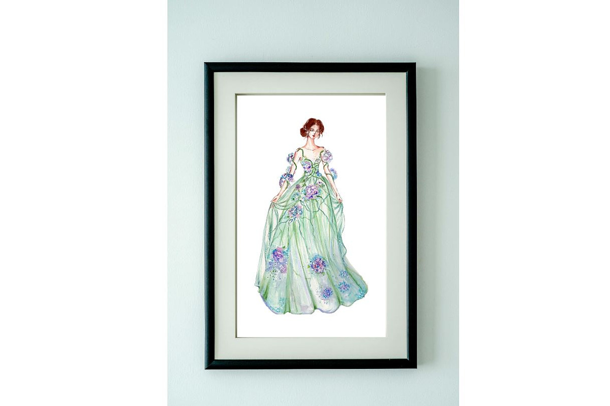 Pastel green dress princess fashion, a Person Illustration by tranyenhanu (Photo 2 of 3)