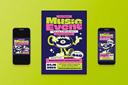 Retro Music Event Flyer Set, a Flyer Template by Aiyari Graphic (Thumbnail 1 of 3)