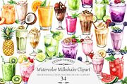 Watercolor Milkshake Clipart, an Illustration by Design Market (Thumbnail 1 of 4)