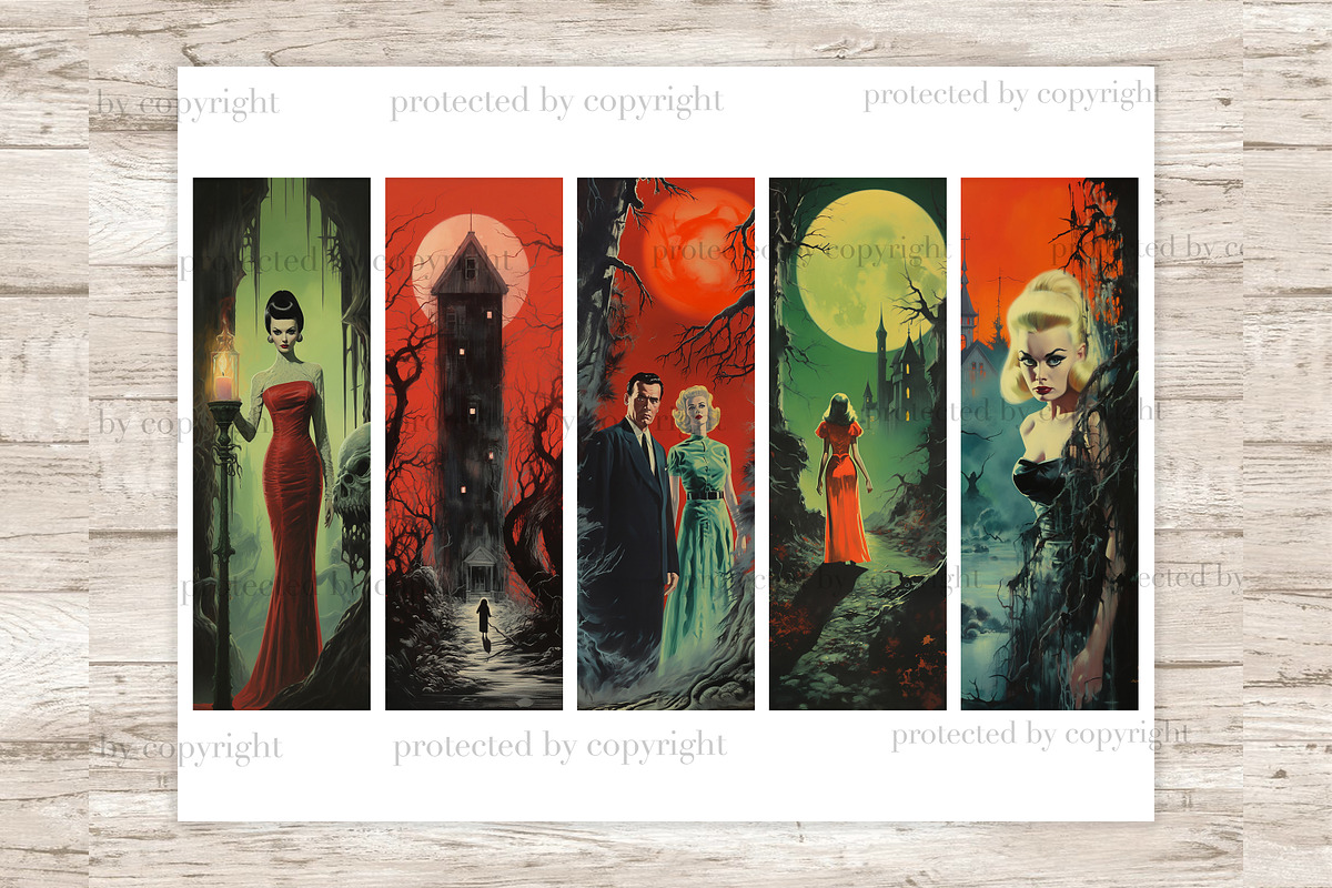 Horror Bookmarks Printable Pin Up Gi, a Seasonal Illustration by GlamArtZhanna (Photo 3 of 3)