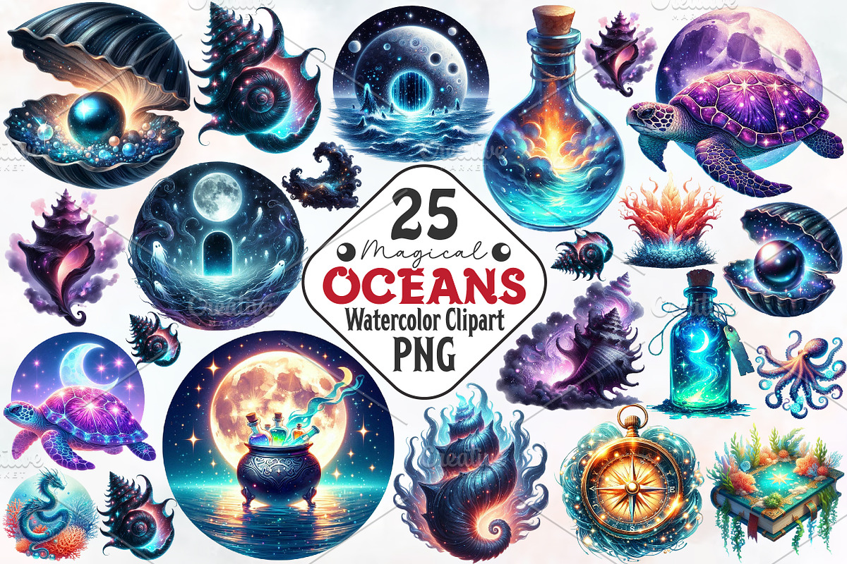 Magical Ocean Sublimation Clipart, an Illustration by RobertsArt (Photo 1 of 7)
