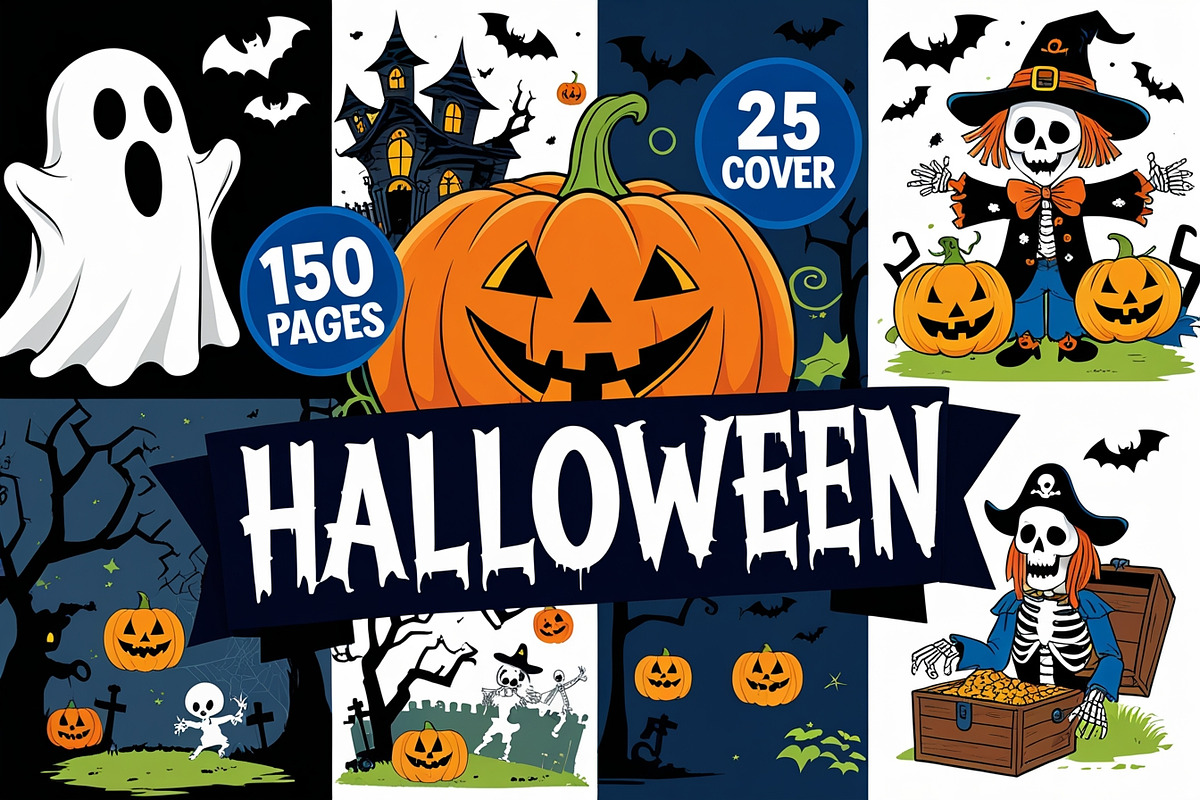 Halloween Illustration Coloring bund, an Illustration by Artivon (Photo 1 of 26)