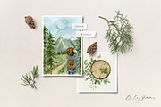 GREEN FOREST watercolor collection, an Object Illustration by long summer (Thumbnail 17 of 17)