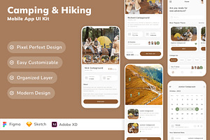 Camping & Hiking Mobile App UI Kit, an UI Kit Template by Betush