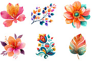 Bohemian Floral Clipart PNG, an Illustration by Designking (Thumbnail 3 of 5)