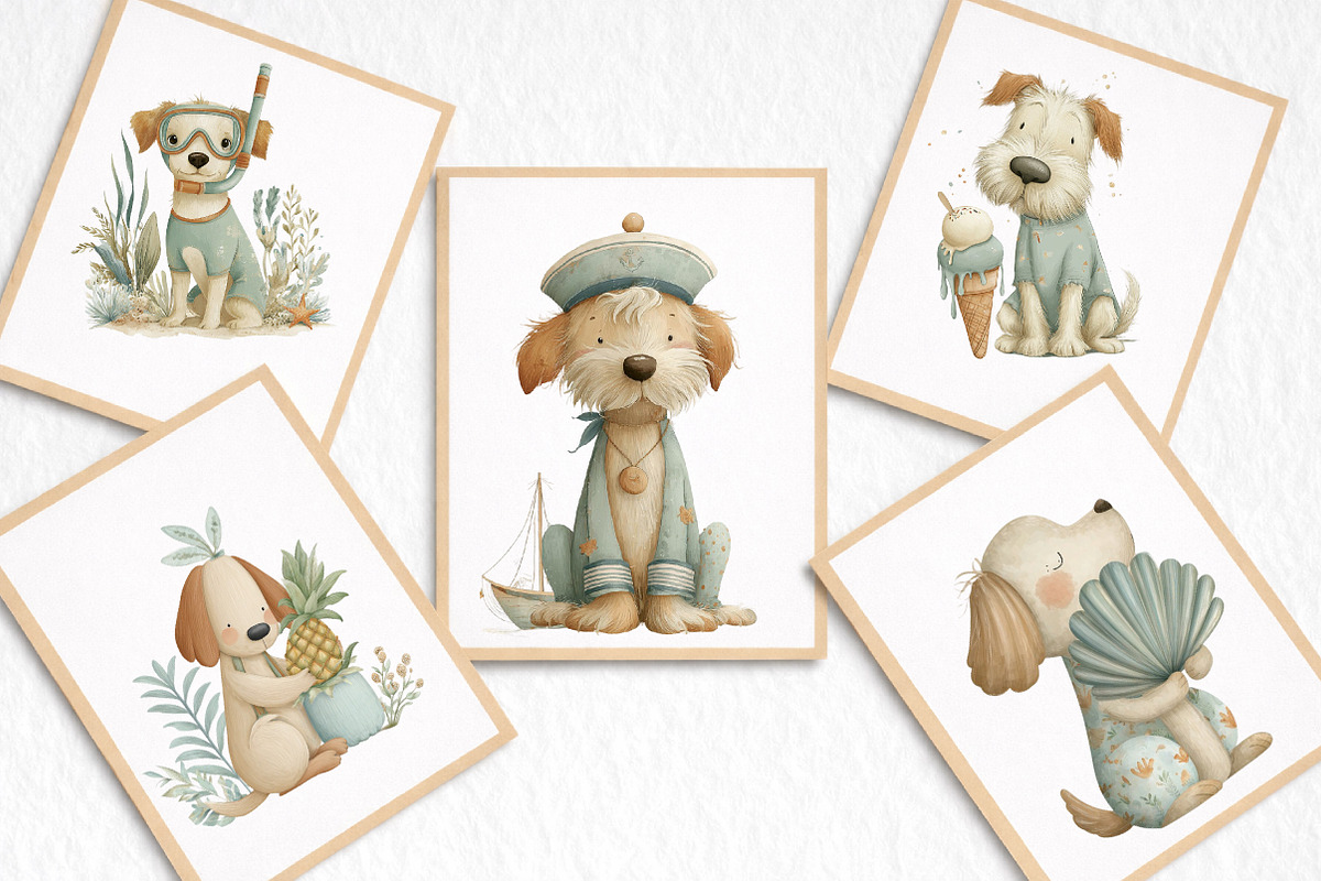 Whimsical Summer Dog Clipart, an Illustration by DreamArtGraphic (Photo 7 of 8)